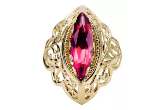 خاتم مجوهرات فينتاج الروبين 14 كارت من الذهب الأصفر vrc017y